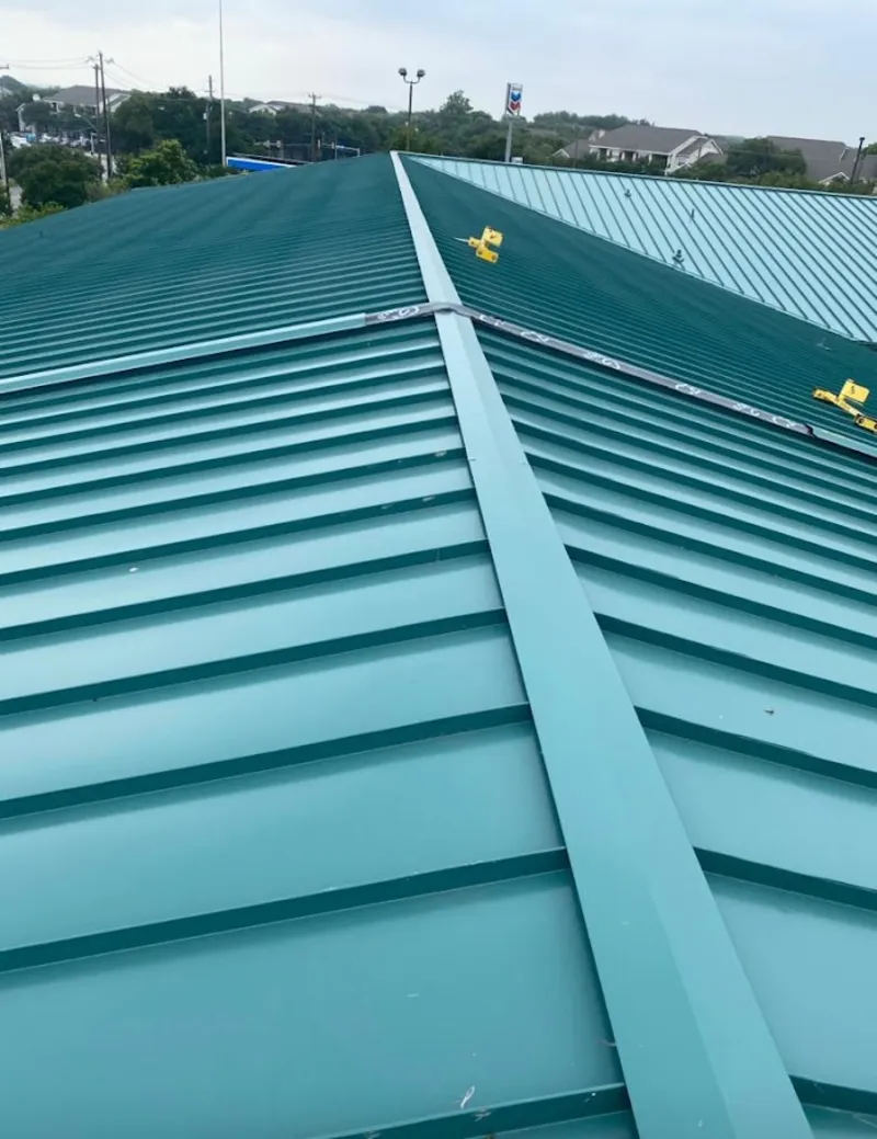 Green commercial metal roof ridge and valley for Metal Roof Repair in Greencastle